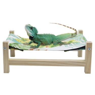 Imagem de MinrzPet Cama de dragão barbudo, rede de dormir de madeira para répteis, acessórios de tanque de dragão barbudo, acessórios de habitat para lagartixa leopardo lagartixa cobra ou outro animal pequeno