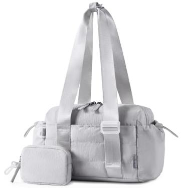 Imagem de SKYSPER Mini bolsa de ginástica para mulheres, bolsa pequena com compartimento molhado – Superleve, pequena e compacta para esportes, viagens, inclui bolsa de moedas, Cinza-claro, Small, Bolsas