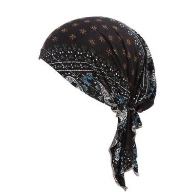 Imagem de Gorro feminino babado câncer quimio chapéu cachecol turbante cabeça en