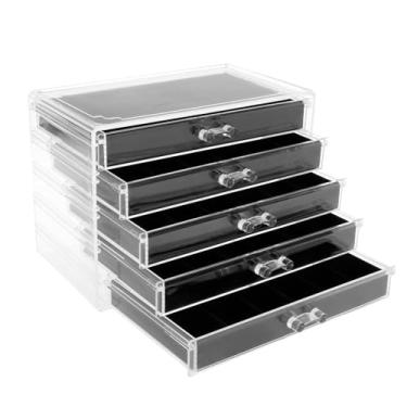 Imagem de Estojo de exibição de coleção de pedras de acrílico para crianças, caixa de coleção de acrílico transparente, estojo de exibição de cristal para colecionáveis, pedra fóssil de pedras preciosas (preto