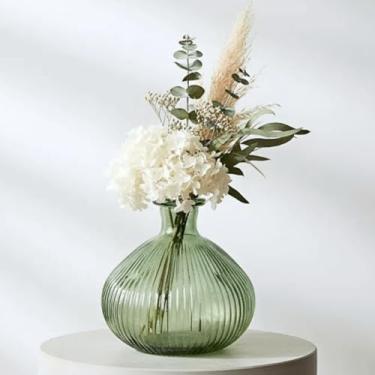 Imagem de Vaso Verde Vidro Canelado Pectore Redondo 12 Cm