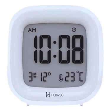 Imagem de Despertador Digital Herweg Termômetro Cabo Usb Led Soneca 2995 021 Branco