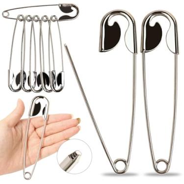 Imagem de HAPYSHOOP 2 alfinetes de segurança grandes de 12 cm de metal jumbo pino de segurança prata para serviço pesado para lavanderia, cobertor, chaveiro, ambiente externo