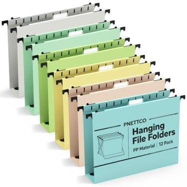 Imagem de Pastas de arquivo de plástico com capacidade extra, pacote com 12 pastas suspensas reforçadas, expansão de 5 cm, tamanho carta para arquivos em massa/gráficos médicos (cores pastel)