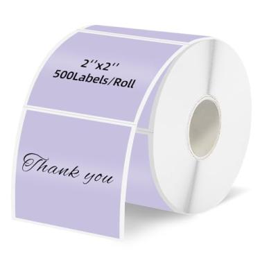 Imagem de Starboling Etiquetas térmicas quadradas de 5 x 5 cm, etiquetas de impressora de adesivos térmicos autoadesivos para pequenas empresas, endereço, código de cores (roxo)