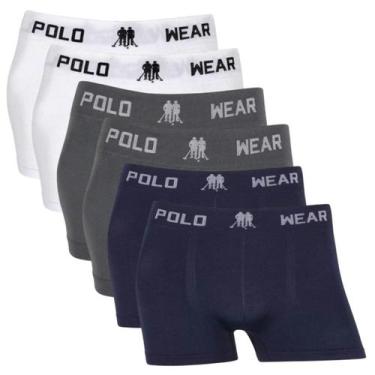 Imagem de Kit 6 Cuecas Polo Wear Menino Infantil Sem Costura Lisa, 2branco, 2chu