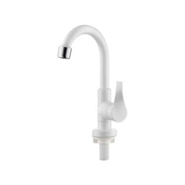 Imagem de Torneira Lavatório Bica Alta Branca Abs Cromada - Vedante Cerâmica