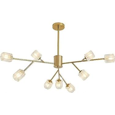 Imagem de Lustres Sputnik modernos, luminária pendente em V, lustres contemporâneos de galhos G9, luminárias de teto douradas, decoração moderna