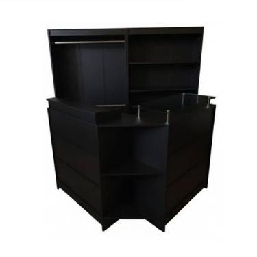 Imagem de Kit Balcão + Cabideiro + Prateleira Loja 100% Mdf Preto - Suprema Móve