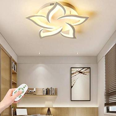 Imagem de Luminária de teto LED moderna regulável com controle remoto, luz de teto, abajur de metal acrílico, design de flores, lustre iluminado, sala de estar, restaurante, luminária, sala de jantar,