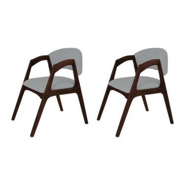 Imagem de Conjunto com 2 Cadeiras de Jantar Gabriela em Madeira e Mdf Castanho L