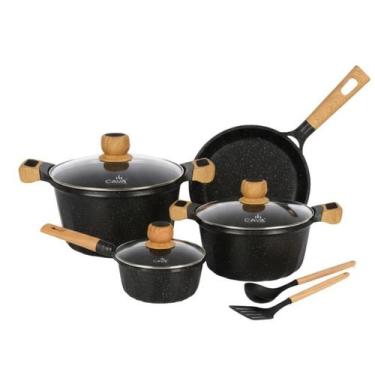 Imagem de Jogo de Panelas Cerâmicas Indução French Cava 6pçs, Preto