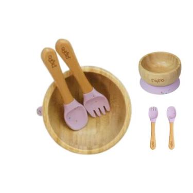 Imagem de Kit Bowl de Bambu + Talheres - PIPPO, Violeta com Detalhes