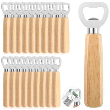 Imagem de Abridor de garrafas de aço inoxidável, 20 peças, abridor de garrafas a granel, abridor de garrafas de madeira resistente para barman para festa, casamento, bar, casa, restaurante