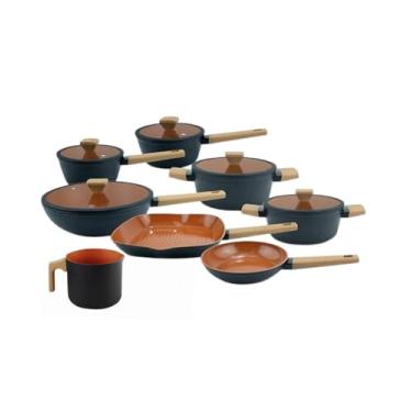 Imagem de Jogo De Panelas Cerâmica Fracalanza Preta Indução 8pçs Grill