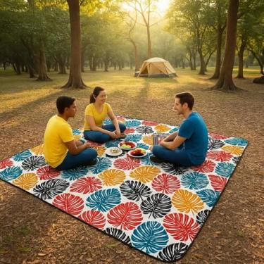 Imagem de Esteira Para Casal Praia E Piquenique - ConfortáVel, ImpermeáVel E Estilosa, Ideal Para Um Dia RomâNtico Ao Ar Livre(Palmeiras Coloridas)