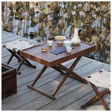 Imagem de Mesa de café antiga mesa de chá tatami mesa de chá zen mesa de coquetel de madeira pequena mesa de chá para chão, sala de estar, escritório (marrom 64 x 40 x 40 cm)