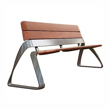 Imagem de URGDWEKJY Móveis de entrada, bancos modernos ao ar livre, bancos de pátio com encostos, bancos de aço inoxidável resistentes, cadeiras de lazer ao ar livre para varanda piscina gramado cadeiras ao ar