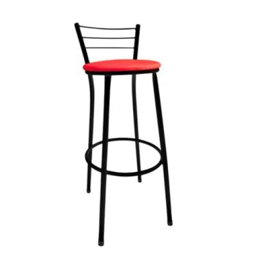 Imagem de Banqueta de Bar Alta com Encosto - Para Cozinha Americana e Área de Lazer (Vermelho)