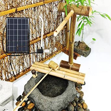 Imagem de Kit de fonte de bambu com bomba e painel solar e jangadas de bambu e conchas de bambu e filtro de água, paisagens de recursos de água para decoração de jardim, 60 cm, criatividade (80 cm)