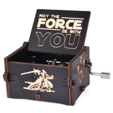 Imagem de Caixas de música, caixa de música de manivela de madeira mini vintage vintage artesanato gravado a laser decorações de casa para Natal, casamento, dia dos namorados, aniversário