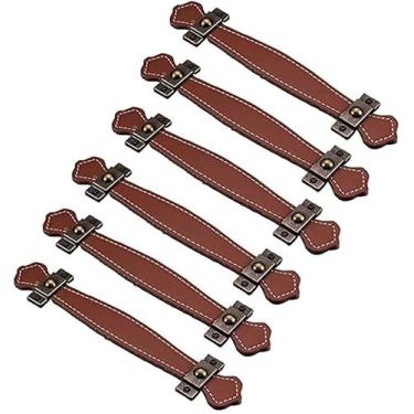 Imagem de Puxadores de gaveta, puxadores de armário, 6 peças puxadores de gaveta estilo retrô Learther / maçanetas/para pasta mala armário de vinho caixa de madeira guarda-roupa caixa de sapatos armário móveis