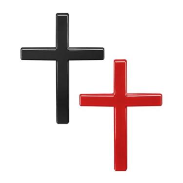 Imagem de SCUARI 2 peças de adesivos de cruz 3D, decalques de acessórios de carro para veículos, emblema autoadesivo de metal cruzado de carro, 6 cm × 1,20 cm decalque automotivo cruz Jesus, adequado para