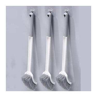 Imagem de 3 peças Escova de vaso sanitário para limpeza doméstica escova de vaso sanitário de parede escova de vaso sanitário agachamento escova de cabelo grossa escova de vaso sanitário e suporte (cor (3