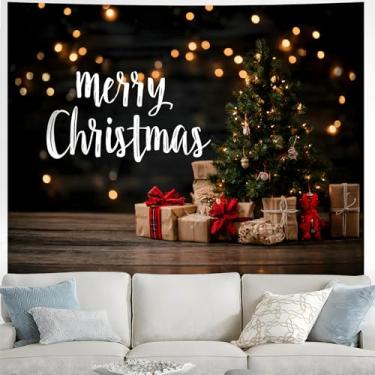 Imagem de Tapeçaria de Feliz Natal, decoração de parede, decoração de Natal, tapeçaria para quarto, sala de estar, decoração de festa, banners, fundo de placa de quintal (Merry Christmas-2, 79L" x 59W", sem