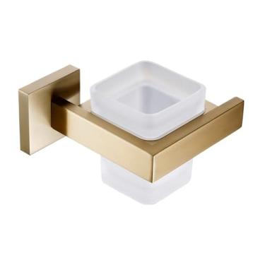 Imagem de Ferragens de banheiro acessórios de banheiro ouro escovado suporte de escova de vaso sanitário suporte de papel higiênico barra de toalha rack cabide gancho saboneteira elegante (suporte de papel de