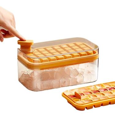 Imagem de Forma Gelo, Forma Reutilizável, Bandeja Cozinha Resistente, Design Inovador de Camada Dupla Que Otimiza O Espaço E Facilita A Remoção Dos Cubos de Gelo(AMARELO,2 FORMAS)