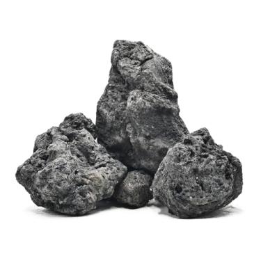 Imagem de KINGRUI Pedra vulcânica natural vulcânica para paisagismo de aquário, decoração de aquário de peixes, decoração de terrário, aprimoramento de filtragem de água (pedra vulcânica preta, 2,3 kg)
