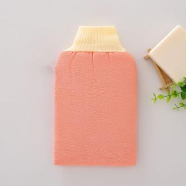Imagem de 1 peça universal de luvas de toalha de banho esfoliantes corporais masculinas e femininas - Remover limpador de pele morta - Esponja esfoliante de banheira, adequada para banho de banheiro, rosa