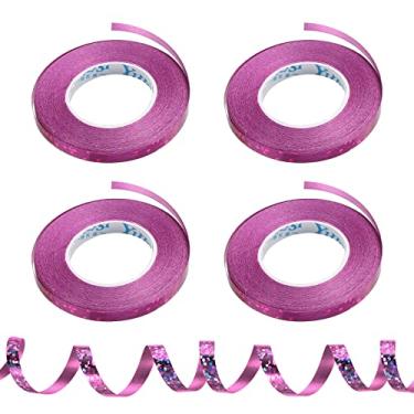 Imagem de 4 fitas de ondulação frisadas para balões, 3/40.6 cm, laser metálico, brilhante, 10 metros, iridescente, para decoração de festa, artesanato, florista, rosa vermelha