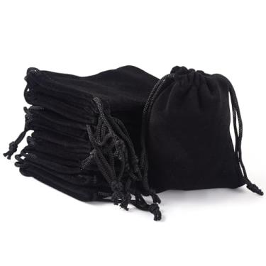 Imagem de 20 sacos pequenos de veludo com cordão de 9 x 7 cm, colar, pulseira, bolsas de armazenamento de joias, sacos de tecido de veludo para joias, embalagem de presente, lembrancinhas de festa de casamento