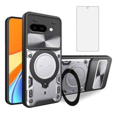 Imagem de Asuwish Capa de telefone para câmera deslizante Google Pixel 9A capa magnética com protetor de tela de vidro temperado e suporte de anel acessórios para celular híbrido fino Pixel9A A9 5G feminino