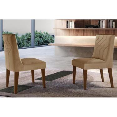 Imagem de Cadeira Sala de Jantar Nevada Kit 2 Un Madeira Capuccino/Linho Turim - Rufato