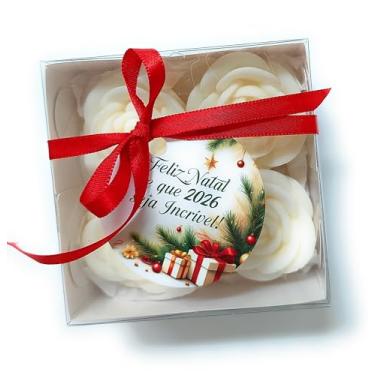 Imagem de Lembrancinha de Natal - Caixinha com 4 mini sabonetes em formato de botões de rosas