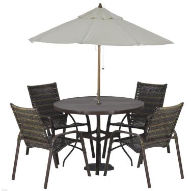 Imagem de Jogo 4 Cadeiras Emily E Mesa Com Ombrelone Trama Original Pedra Ferro