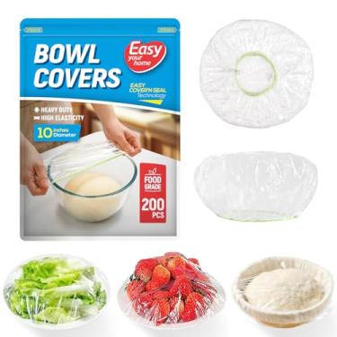 Imagem de 200 peças de tampas de tigela de 25 cm reutilizáveis, capas de prato com cobertura de alimentos, tampas elásticas de armazenamento de alimentos, embalagem de plástico sem BPA para preparação de