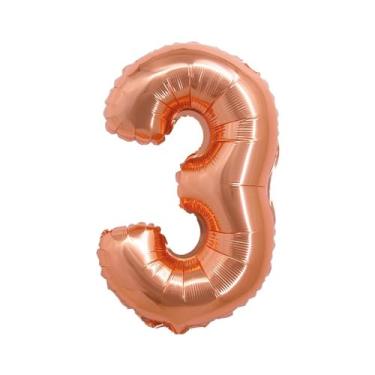 Imagem de Decoração Festa Balão Metalizado Número Rose Gold Com 40Cm (Número 3)
