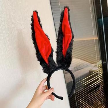 Imagem de Bunny Ears Headbands, Soft Furry Rabbit Ear Headband, Cute Plush Costume Accessories for Women, for Easter Halloween Party (BLACK)