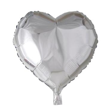 Imagem de Decoração Festa Balão Metalizado Coração 45Cm Com Canudo (Prata)
