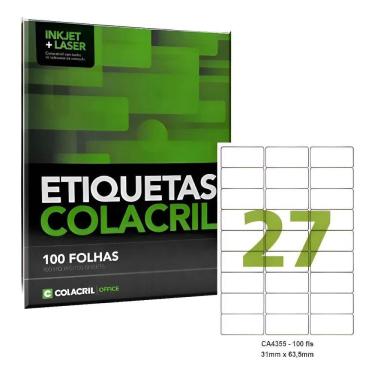 Imagem de Etiqueta Impressora A4 31 X 63,5 Mm 100 Fls Ca4355 Colacril
