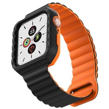 Imagem de XYF Compatível com pulseira magnética de silicone Apple Watch séries 10, 9, 8, 7, 6, SE, 5, 4, 3, 2 e 1
