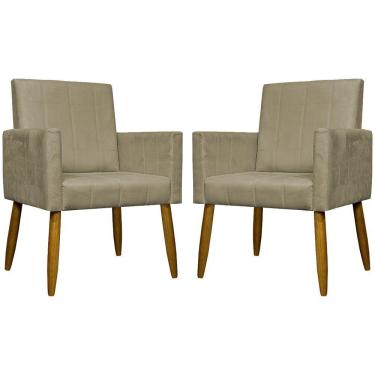 Imagem de Kit 2 Poltronas Decorativas Mari Suede Pé Palito - Nude Suede
