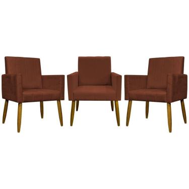 Imagem de Kit 3 Poltronas Decorativas Confortáveis Mari - Terracota Suede