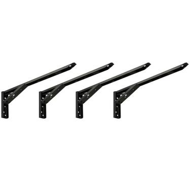 Imagem de Kit 02 Pares Suporte Para Mesa Dobrável Retrátil 30cm H02 Mão Francesa Preto