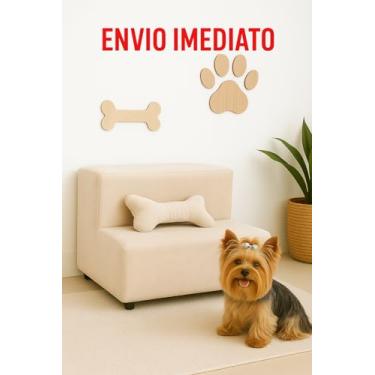 Imagem de Escada Escadinha para Pet 2 Degraus Gato e Cachorro Ideal Sofá, Cama Espumada com Osso incluso- Bege - JRC Móveis