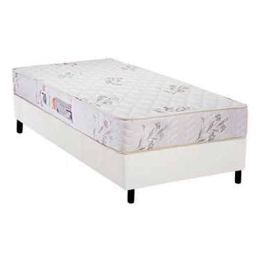 Imagem de Cama Box Solteiro: Colchão Espuma D45 Luckspuma Gran Luck + Base Crc Courano White(88X188)